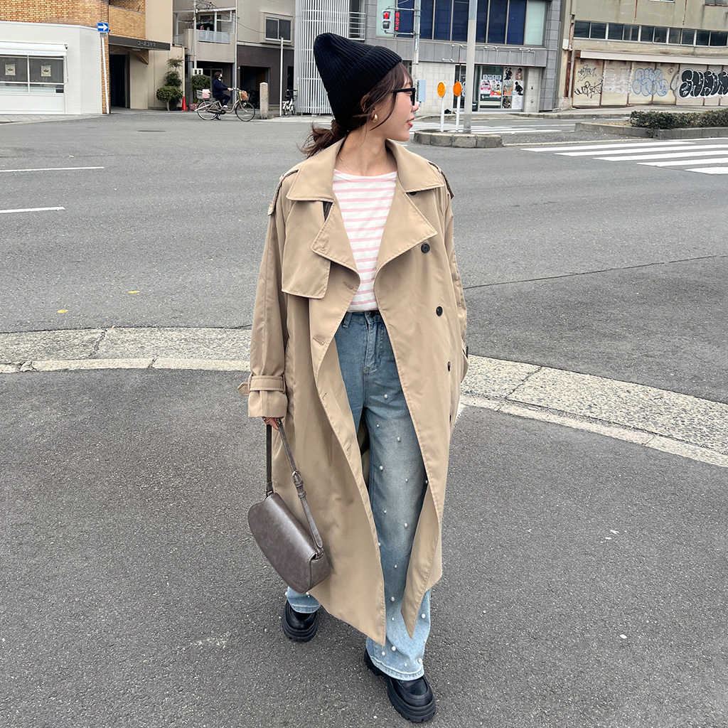 オーバーフィットダブルトレンチコート | ファッション通販サイト NUGU