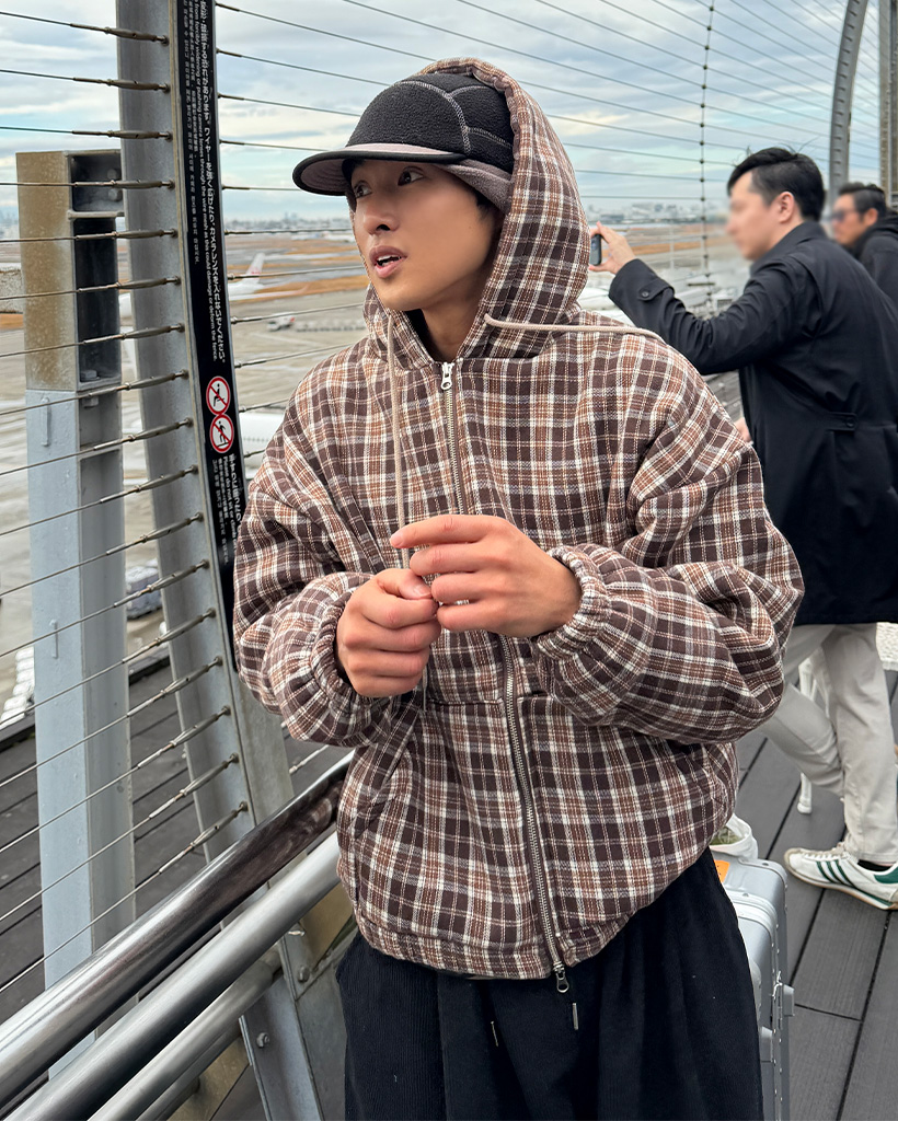 ボア裏地チェックフードジャケット | ファッション通販サイト NUGU