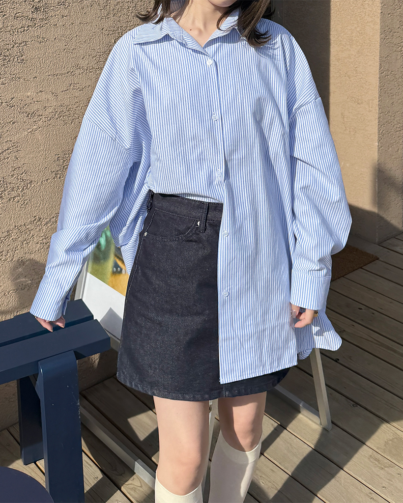 ルーズフィットボーダーシャツ | ファッション通販サイト NUGU