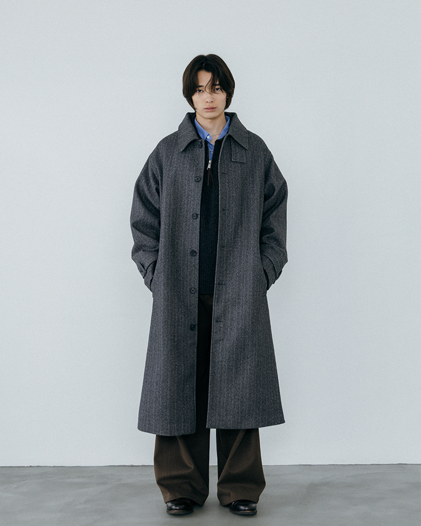 ORIGINAL) ヘリンボーンシングルロングコート (black) | ファッション