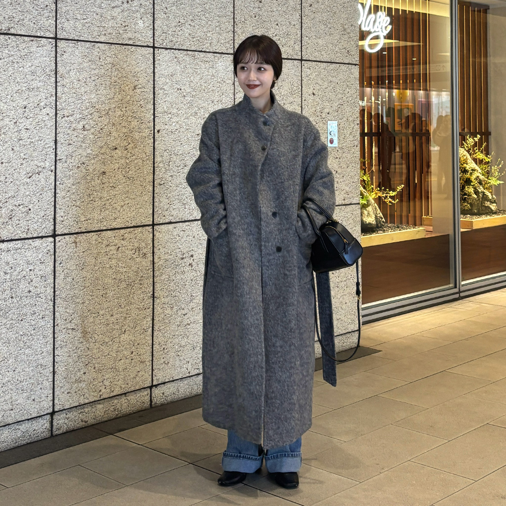 ハーフネックウールロングコート | ファッション通販サイト NUGU