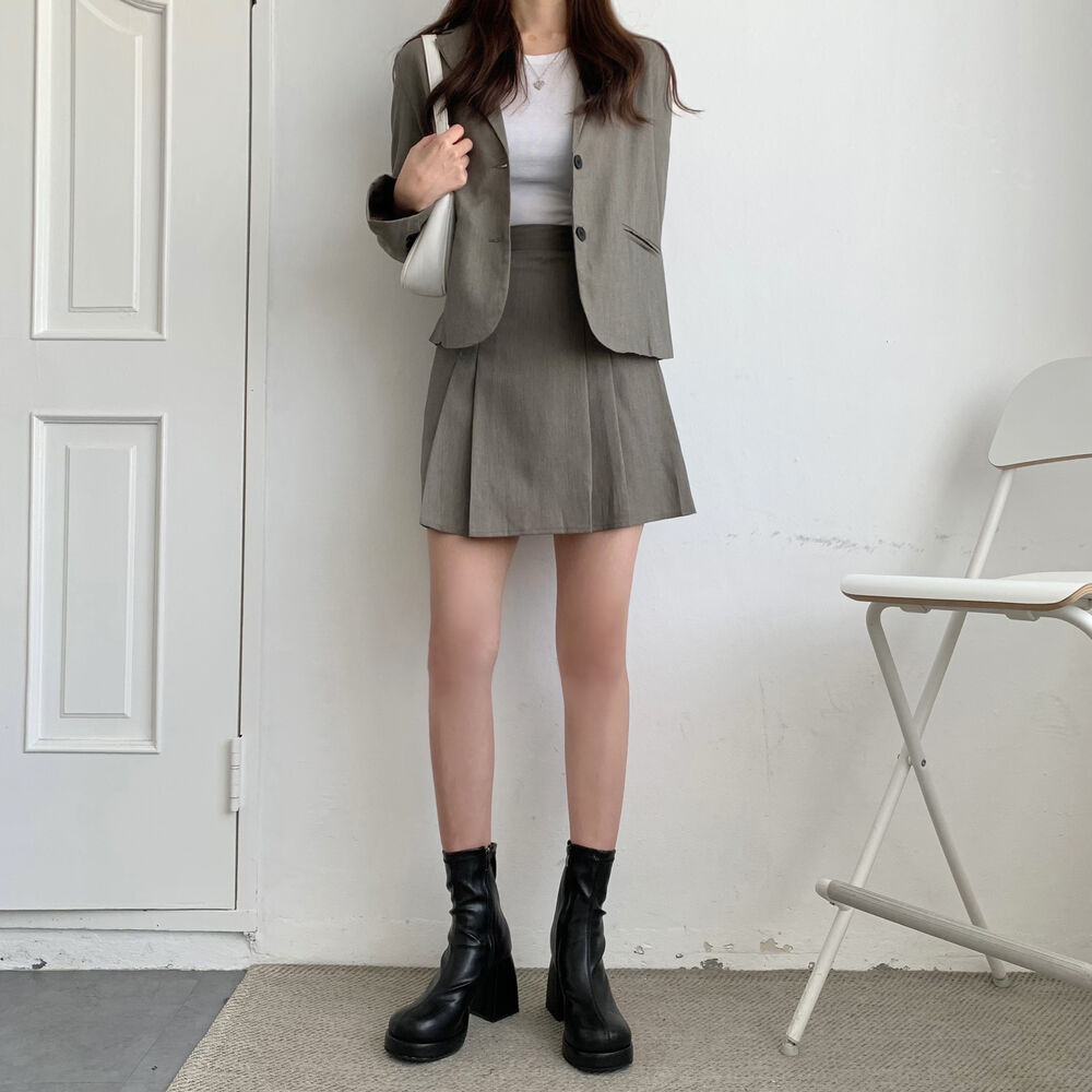 SET] テーラードジャケット＋ハイウエストプリーツミニスカート2ピース