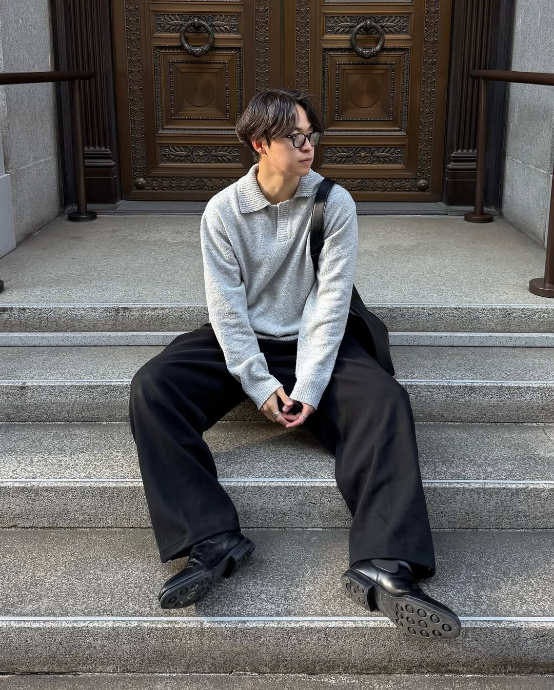 1回再販](ORIGINAL) インバーテッドタックワイドスラックス (black