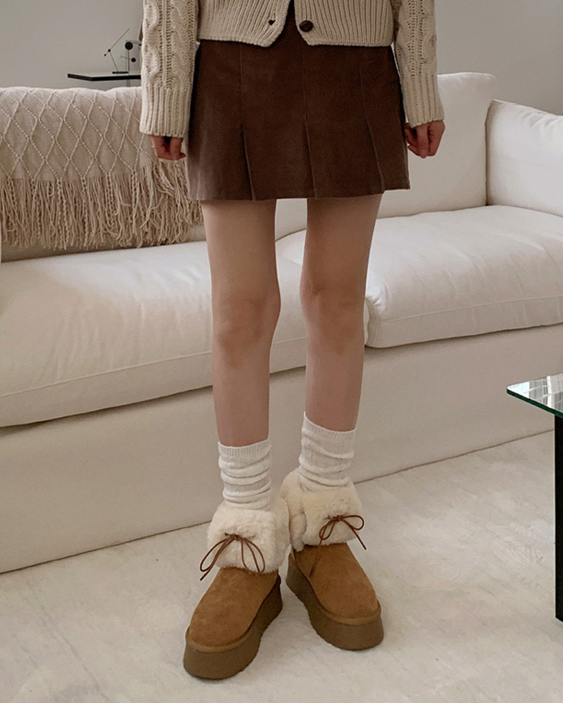 4cm) レースアップ厚底ムートンブーツ | ファッション通販サイト NUGU