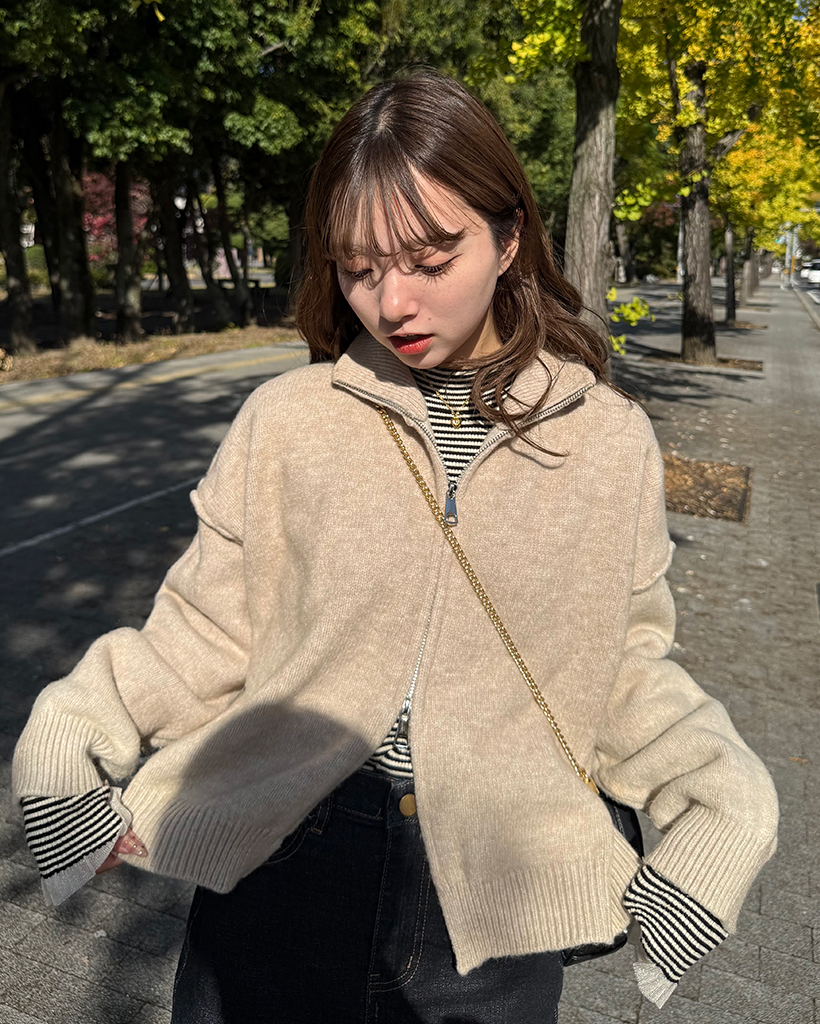 タートルネックニットジップアップ | ファッション通販サイト NUGU