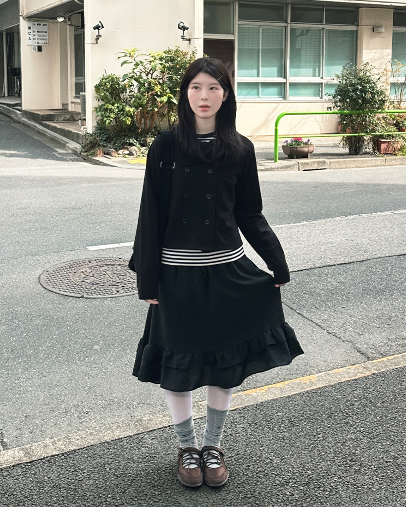 フリルミドルウエストゴムスカート | ファッション通販サイト NUGU