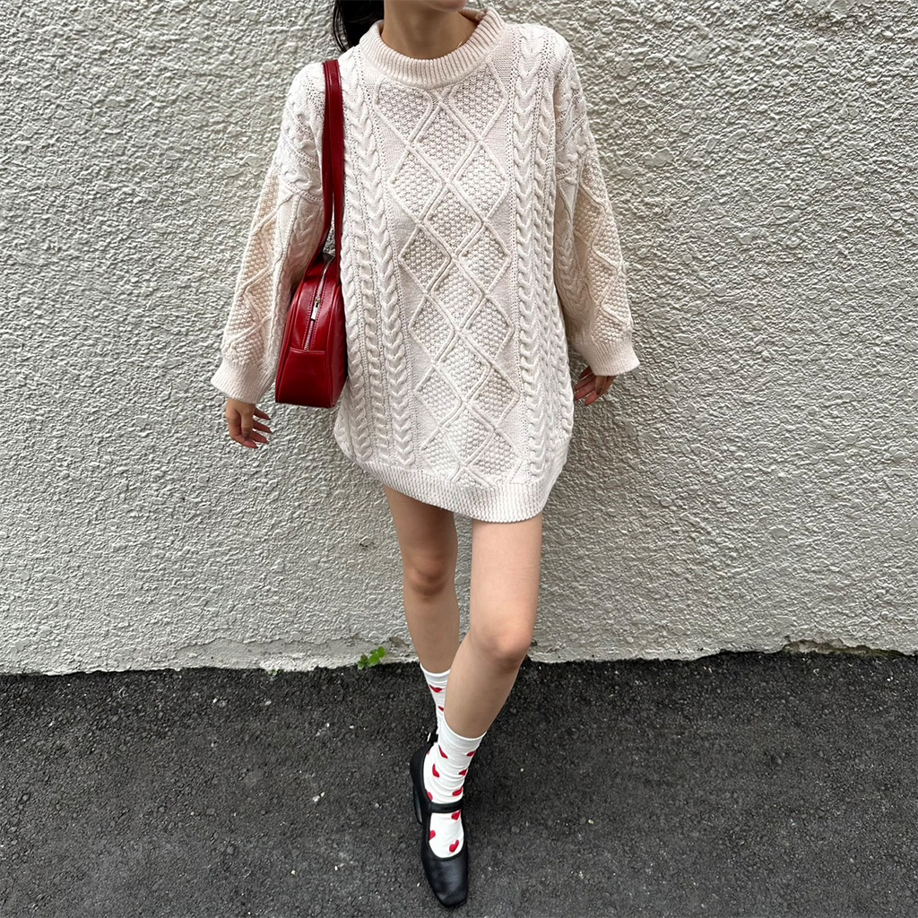 Yuni ケーブルニットセーター 長袖 クリーム 楽天市場】ニットセーター