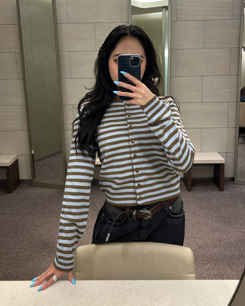 バイカラーボーダーカーディガン | ファッション通販サイト NUGU