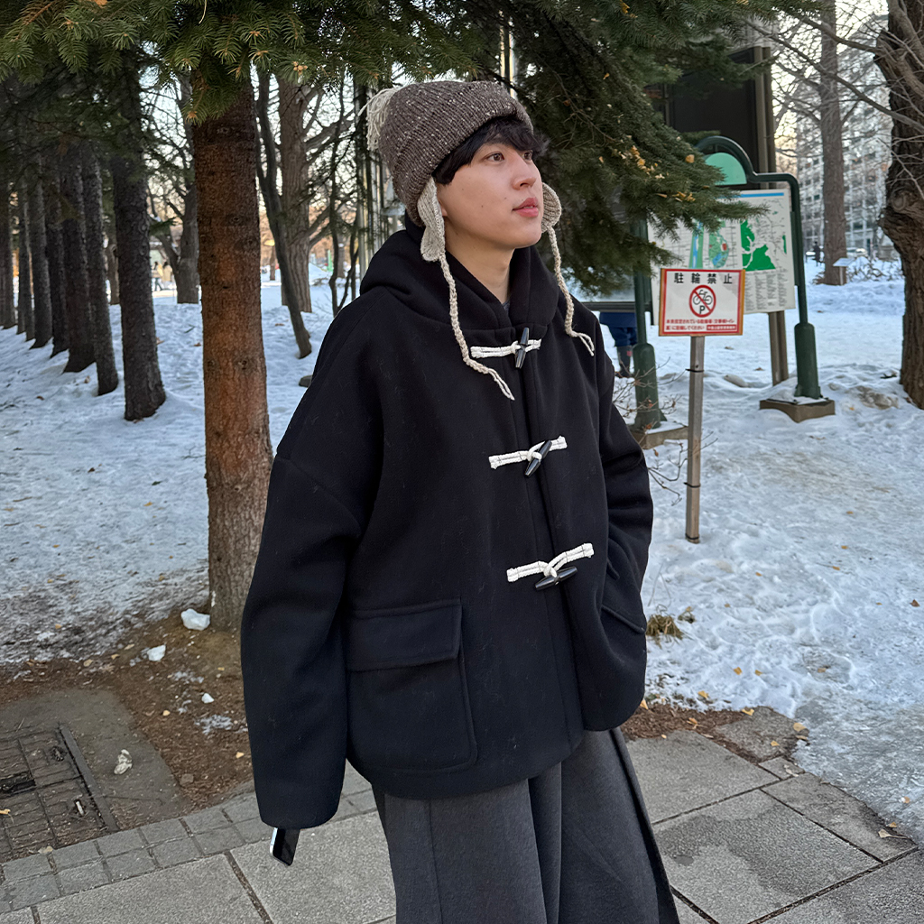 ユニセックス) フラットポケットショートダッフルコート