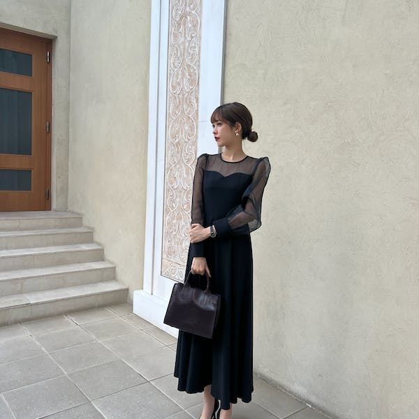 オケージョン】sheer puff long dress | ファッション通販サイト NUGU