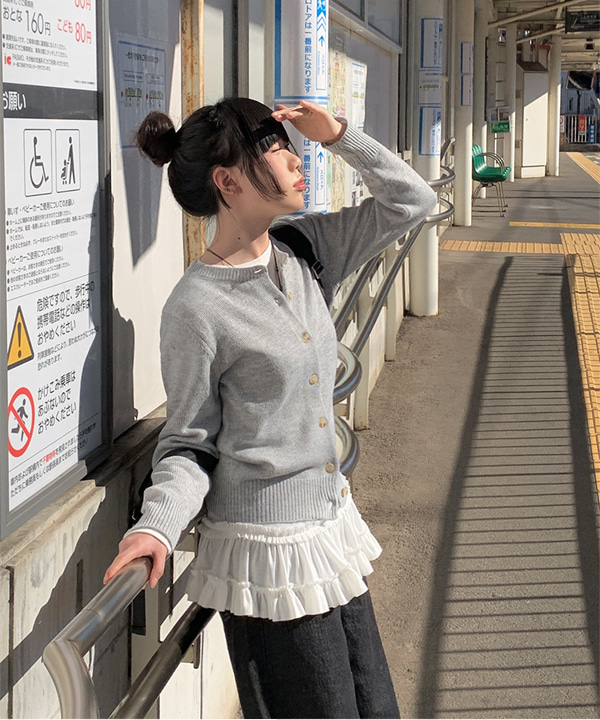 レイヤード裾ティアードフリルTシャツ (2color) | ファッション通販