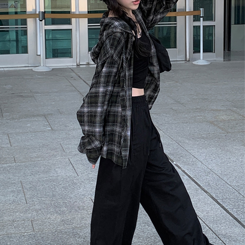 オーバーサイジングフード付きチェックシャツ | ファッション通販