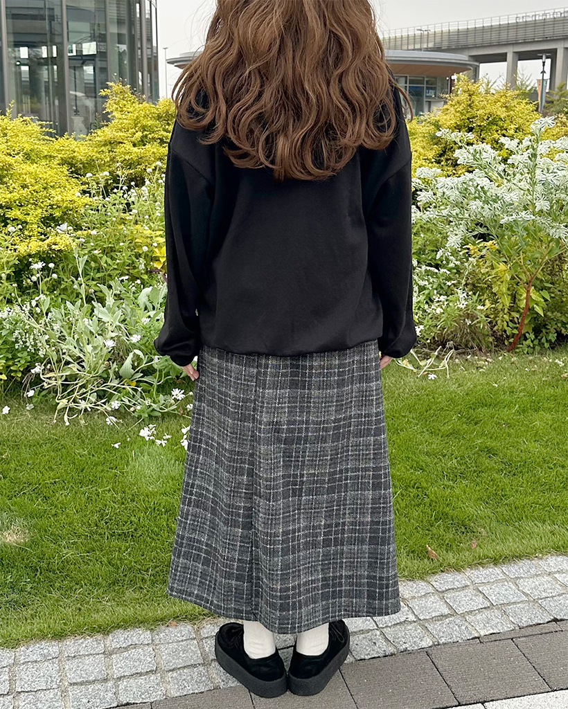 ウールチェックプリーツロングスカート | ファッション通販サイト NUGU