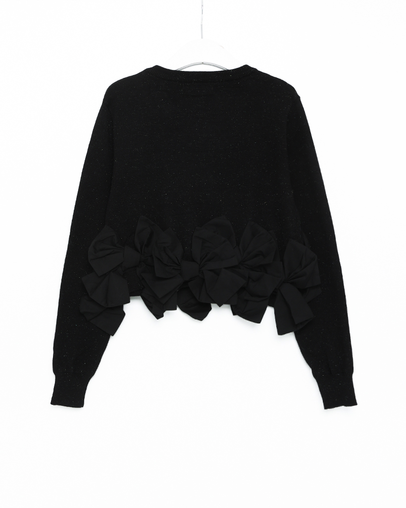ビックリボンヘムクロップドニットカーディガン | ファッション通販