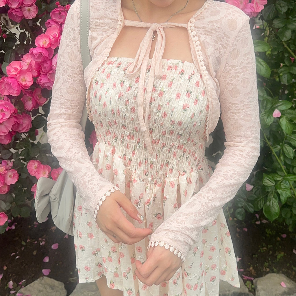 ピンククロップドボレロカーディガン | ファッション通販サイト NUGU