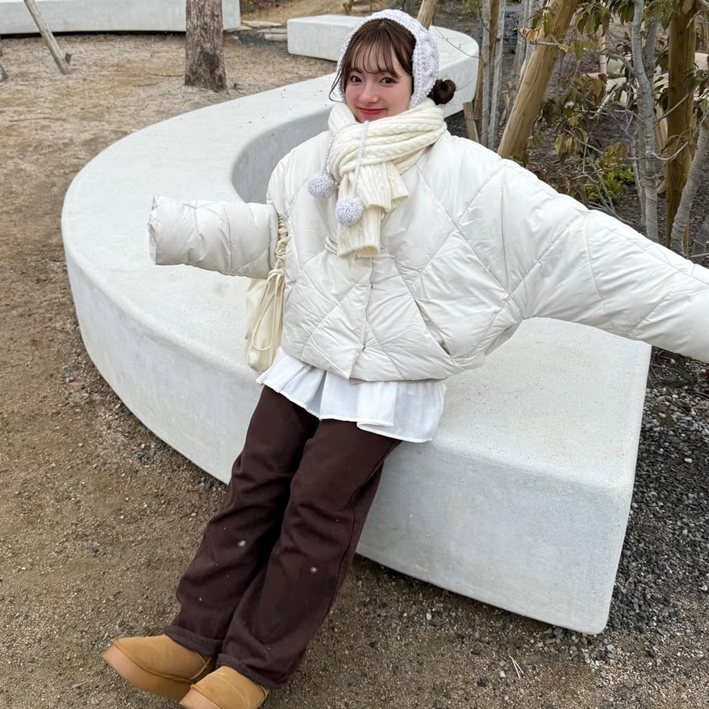 リボンポイントキルティングクロップドダウン | ファッション通販