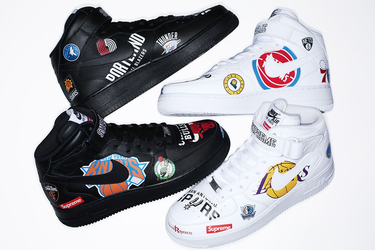 スニダンで購入可】SUPREME × NBA × NIKE AIR FORCE 1 MID 2018 抽選
