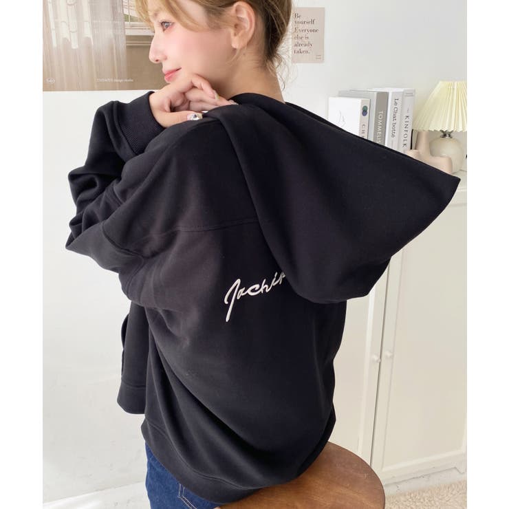 裏毛袖ワンポイントバック刺繍ジップアップパーカーTC[品番