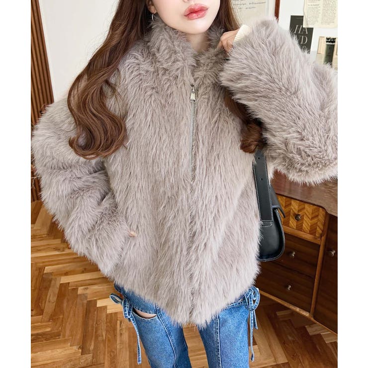 スタンドカラーフェイクファーブルゾン[品番：ERMW0004054]｜moment+