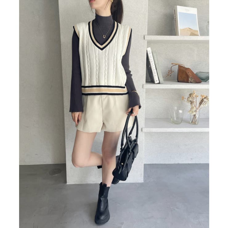 ケーブル編み チルデンニットベスト[品番：ORGW0009156]｜Ada.（エイダ