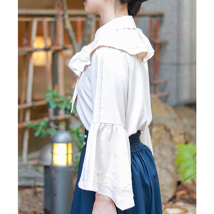 姫袖風リボン付フリルブラウス[品番：IGAW0006263]｜axes femme