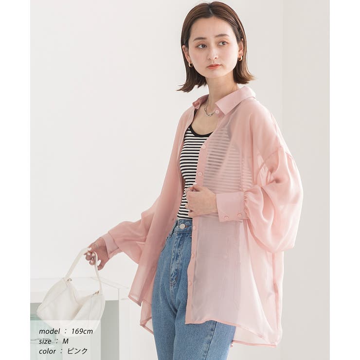 ビッグシルエット カラーシアーシャツ[品番：ADEW0003965]｜ad thie