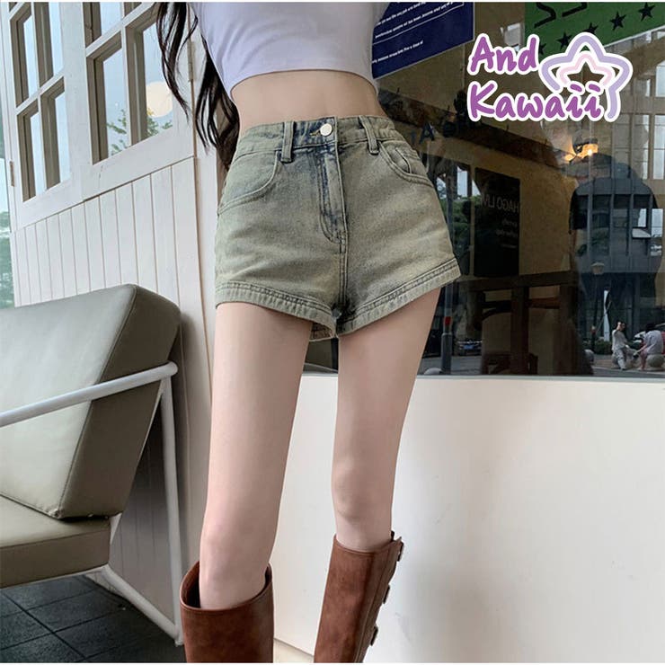 デニムショートパンツ セクシー デニムZIPポケットショートパンツ[品番