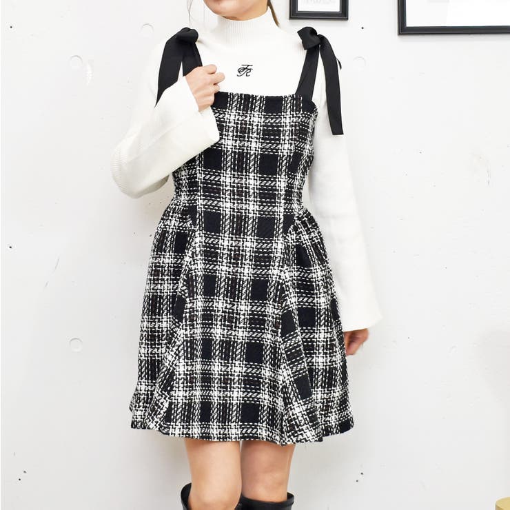 リボンツイードミニワンピース[品番：TRNW0001476]｜FUN（ファン）の