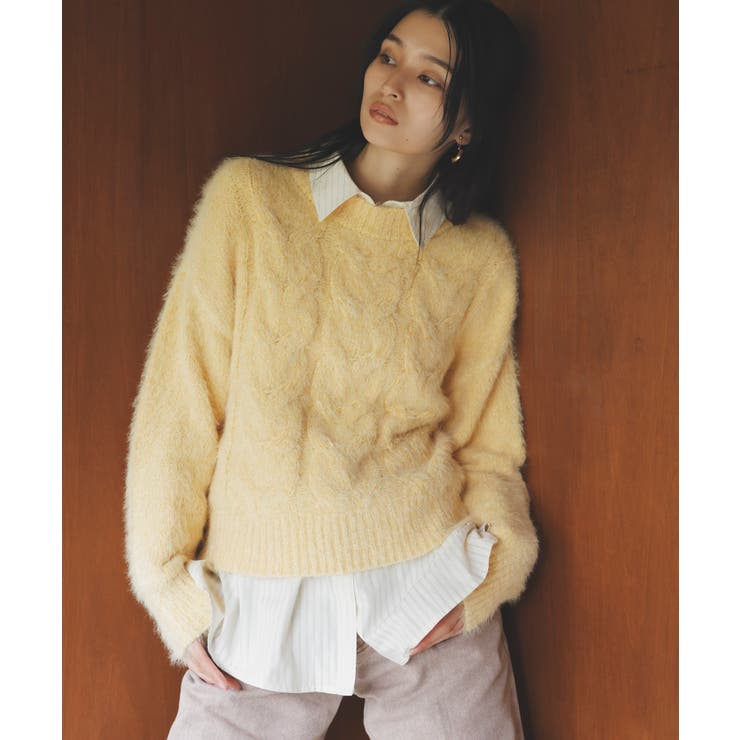 モールフェザーケーブルニットプルオーバー[品番：VISW0046282]｜VIS