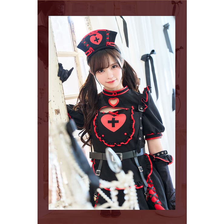 藤咲凪着用】ハートシリンジブラックナース《ハロウィンコスプレ9点