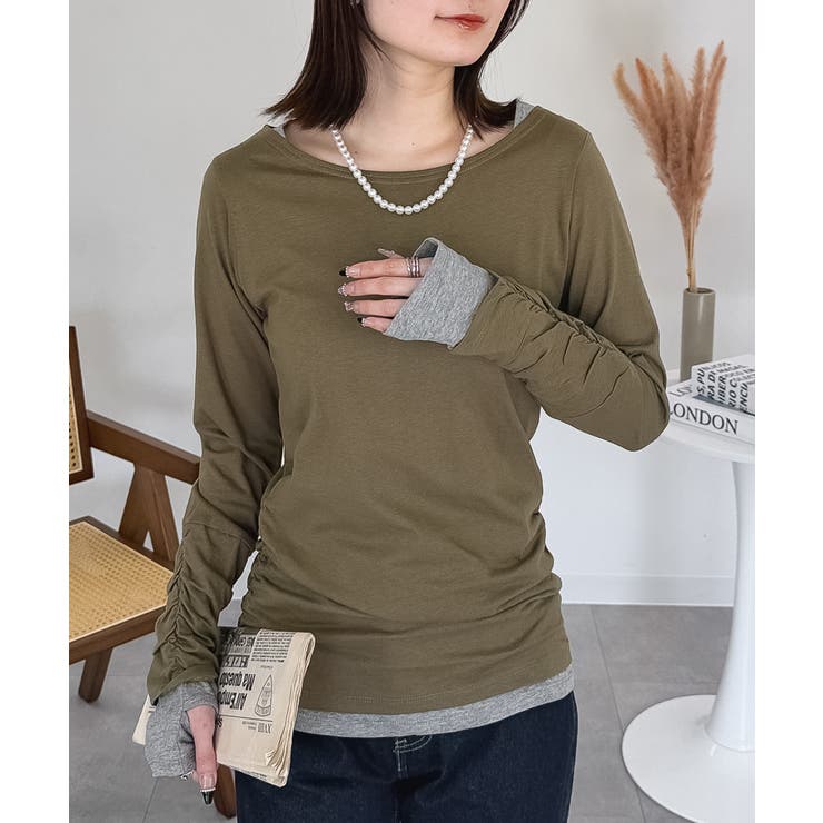 フェイクレイヤードロングTシャツ[品番：ATOW0000376]｜atONE（アット