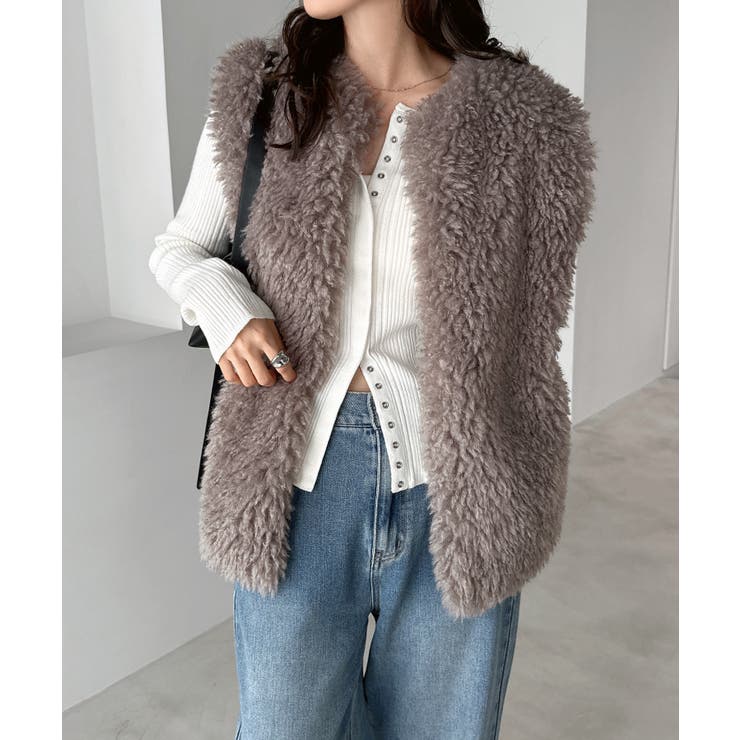 シープ風ボア ベスト ファーベスト[品番：AZ000004126]｜andme