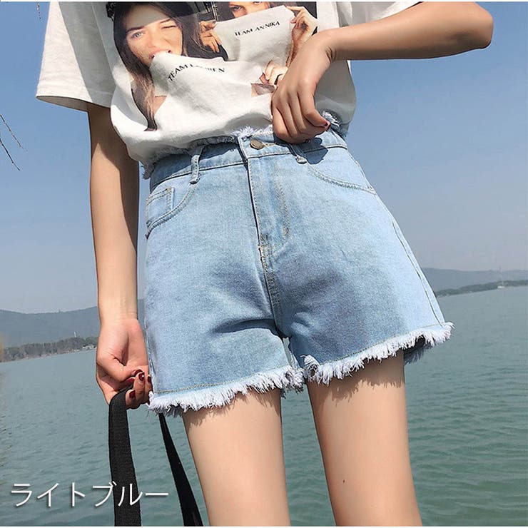 デニムショートパンツ ダメージデニム 夏服 韓国ファッション[品番
