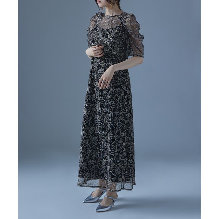 etoll エトル 刺繍レースレイヤードドレス[品番：FT000009321