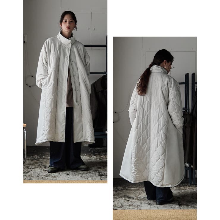 etoll エトル キルティング切替オフラインロングコート[品番