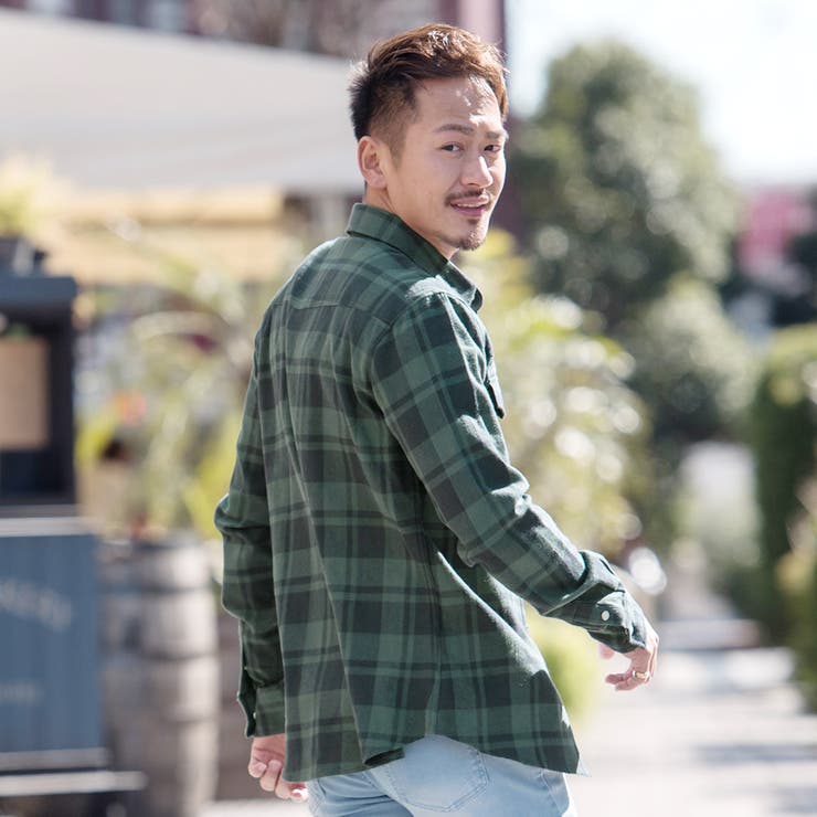 ◇roshell(ロシェル) グリーン チェックシャツ◇ネルシャツ[品番