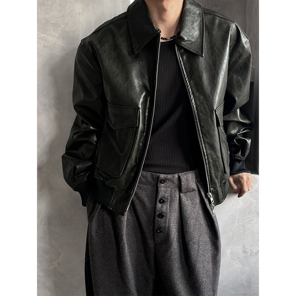 F/W] A-2 leather jacket(2color) - LAURANT | 60% - Asian Fashion