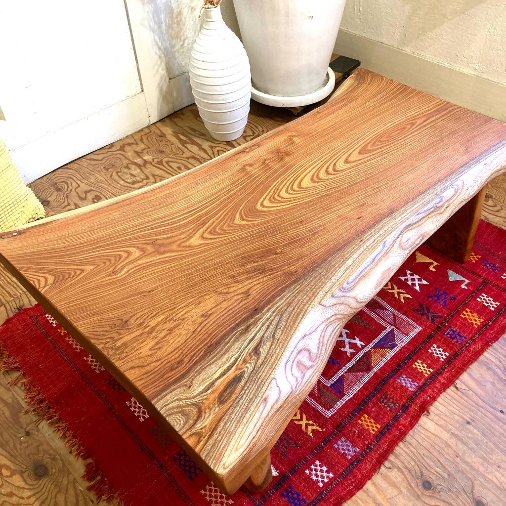 一枚板 ローテーブル 座卓 ケヤキ 中古 リビングテーブル 木