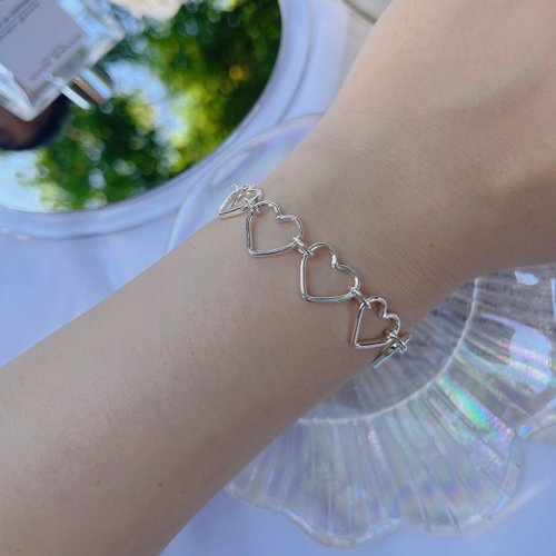 七月葉金工 /Attachment ハートOTクラスプブレスレット /925純銀