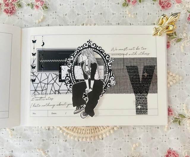 韓国 ToPeJournal - モノトーンアルファベットコラージュステッカー 4