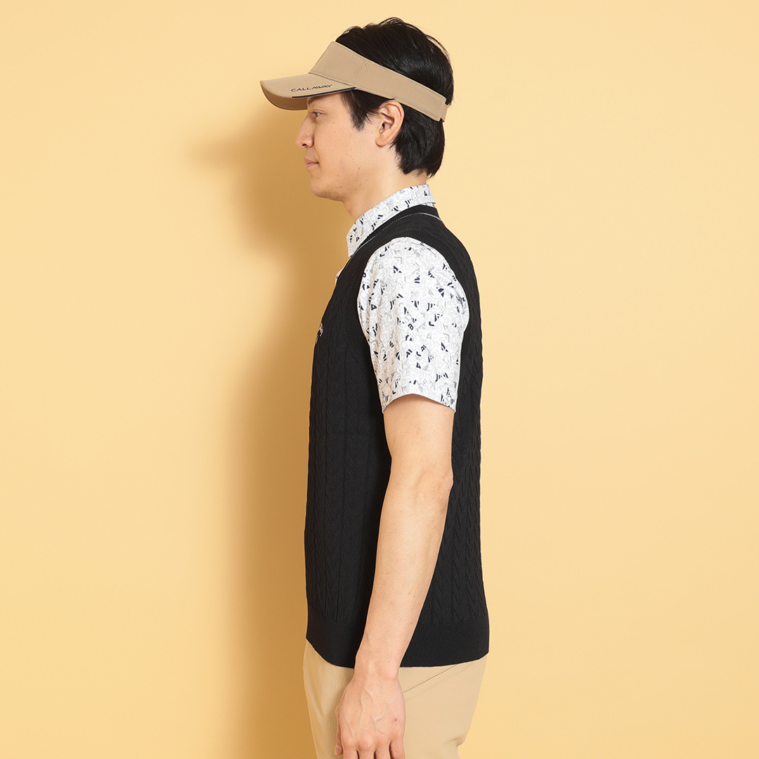 ヘリンボーンVネックニットベスト (MENS)