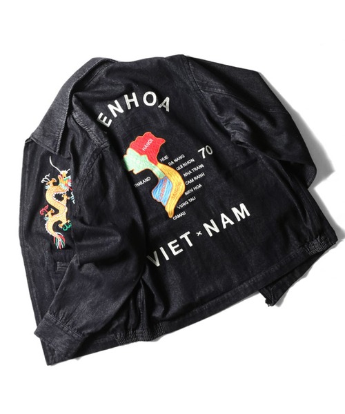 HOUSTON | HOUSTON ヒューストン DENIM VIETNAM JACKET 虎 MAP 地図柄