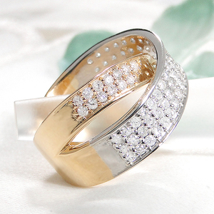 指輪 K18YG PT900 イエローゴールド プラチナ コンビリング