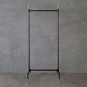 ビンテージ調 アイアンハンガーラック 黒皮風塗装×シルバー