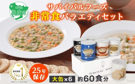 賞味期限25年 非常食 バラエティセット 大缶6缶 詰合せ 約60食分