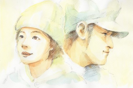 オーダーメイド 似顔絵 【水彩画タイプ】B4サイズ 額装_オーダーメイド