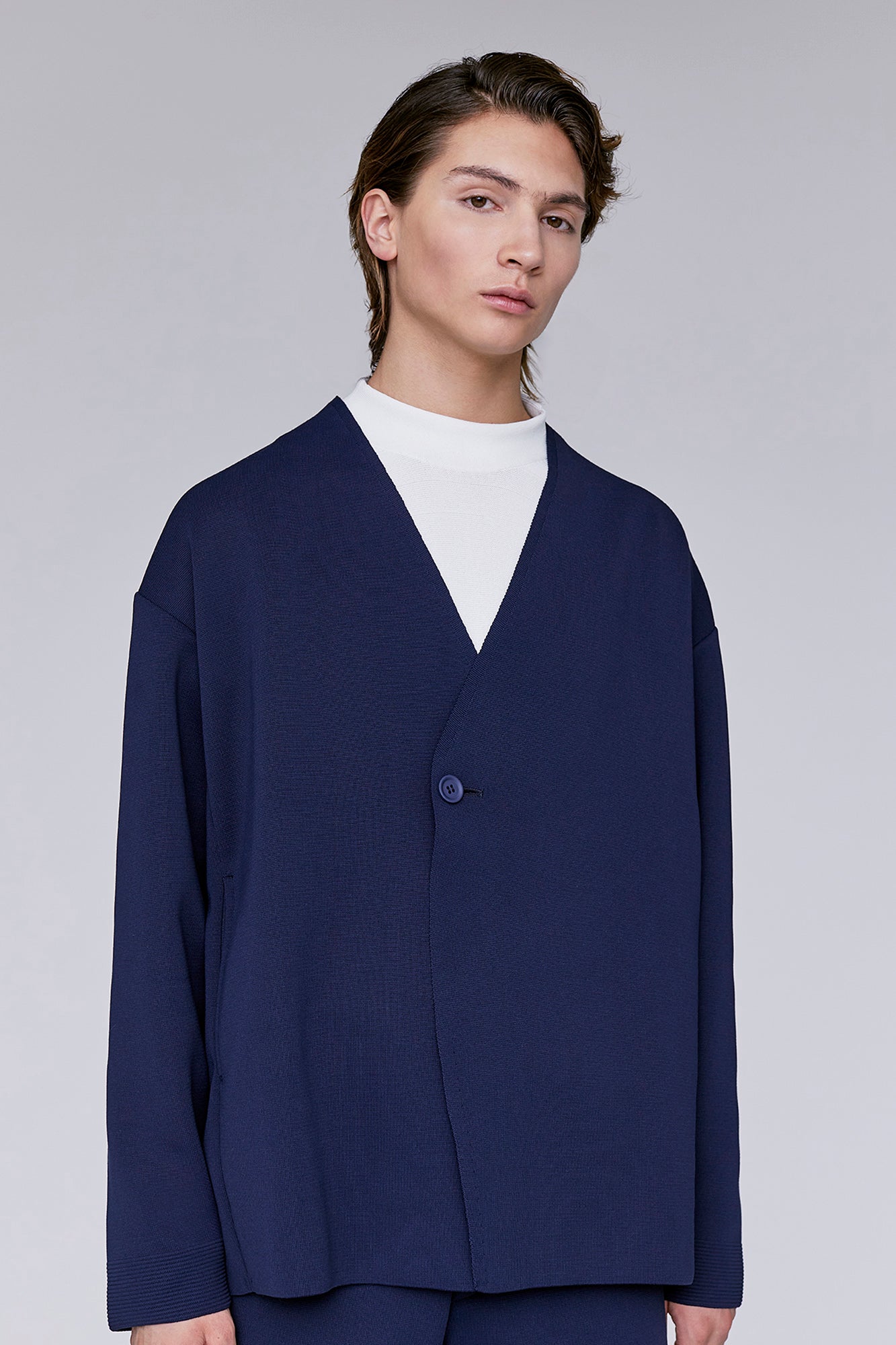 MILAN COLLARLESS DOUBLE BREASTED BOXY JACKET