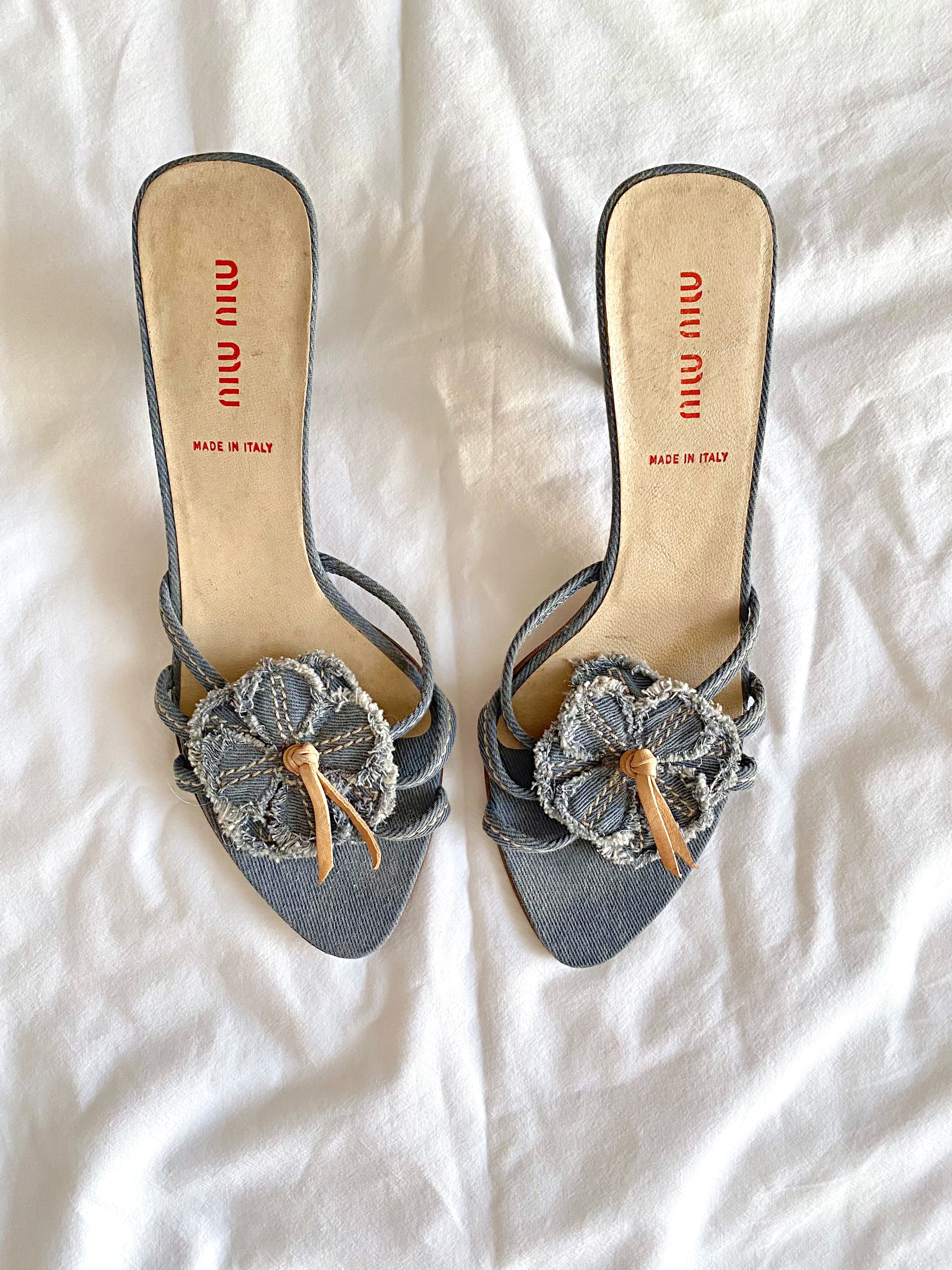 Miu Miu Flower Kitten Heels in Denim (EU 36) – Ciao Kasia
