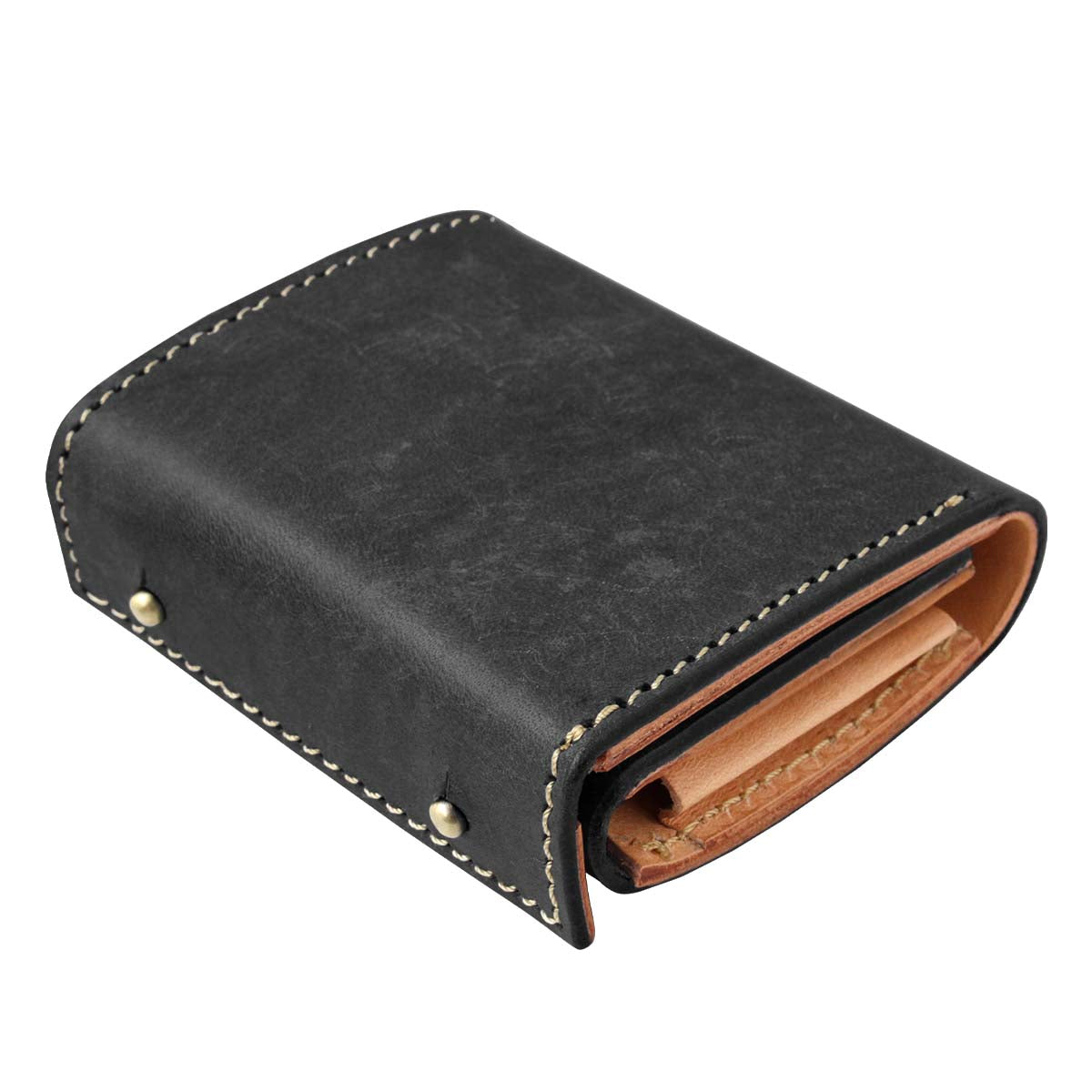 本革 BOX型ウォレット コンパクトウォレット 2つ折り財布 イタリアン