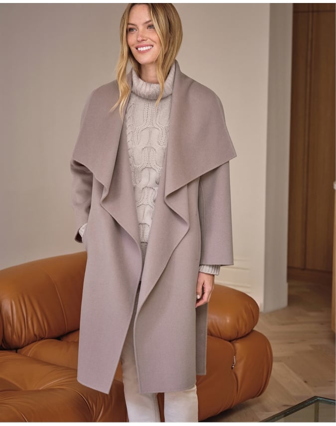 Mink | Double Faced Waterfall Collar Coat | Pure Collection